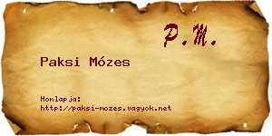 Paksi Mózes névjegykártya